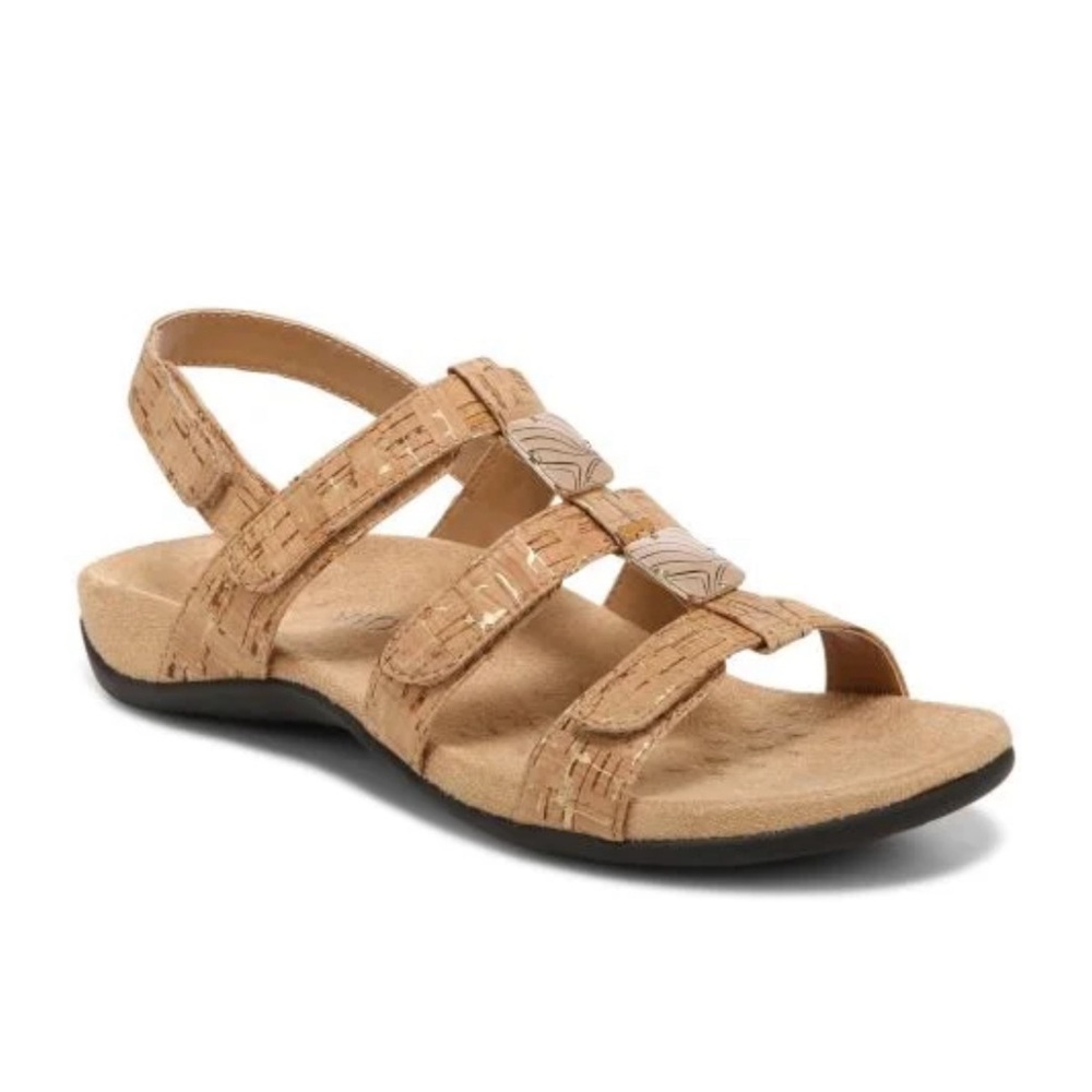 Vionic Amber Adjustable Sandal Gold Cork 8
